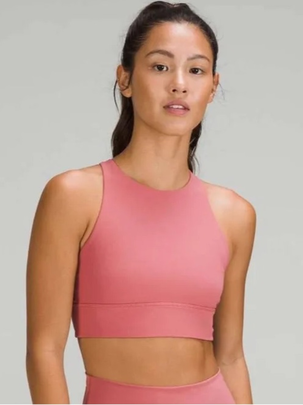 RARE Lululemon High Neck Long Line Energy Sports Bra Brier Rose Pink